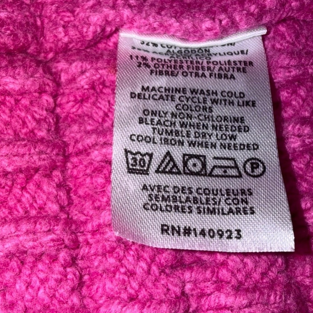 Ann Taylor Hot Pink waffle Knit Cardigan  button front  Grandmacore Cottage L - Picture 4 of 13
